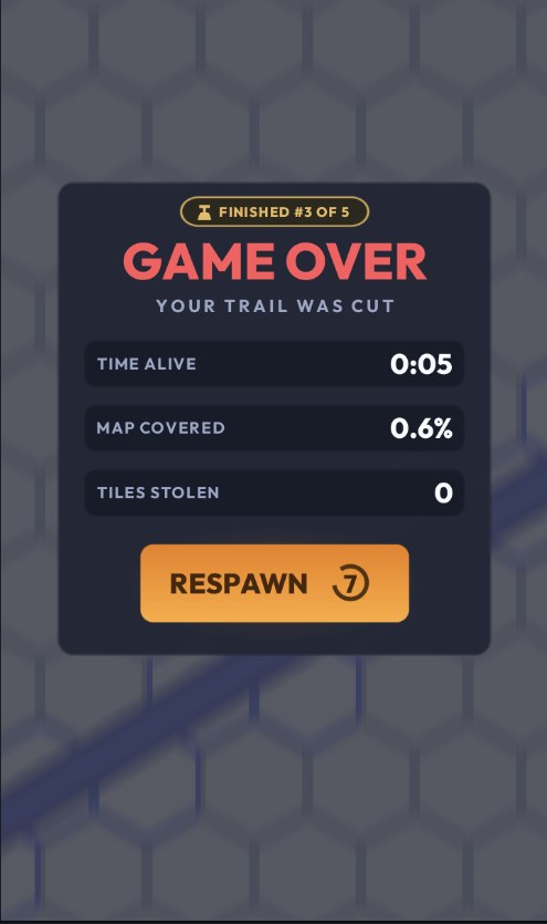 The death card, scoring the run on percentage of the map covered rather than points